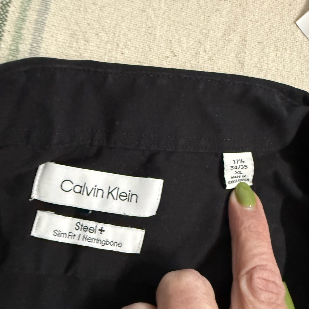 Calvin Klein Steel+ Black Herringbone Shirt